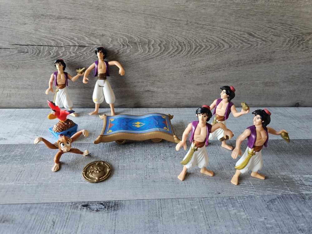 Large Lot of 9 Applause Disney Aladdin Figures 1990s Magic Carpet Abu Iago +